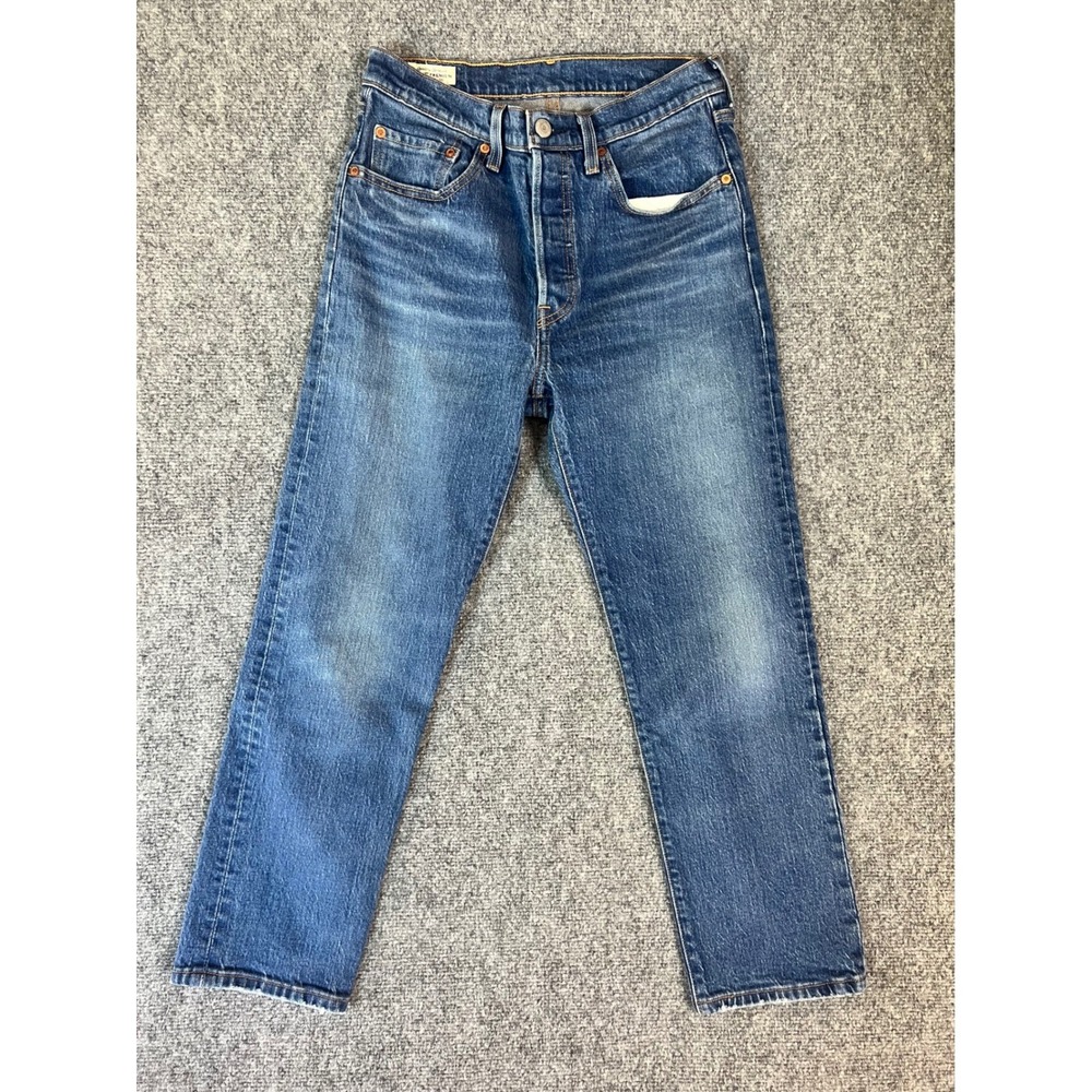 Levis Premium 501 Original Fit Jeans Medium Wash Button Fly 27x26